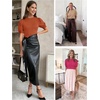 image:imageATHMILE Short Sleeve Sweater for Women 2026 Spring Summer Blouses Crewneck Knit Puff Sleeve Dressy Casual Trendy ShirtsSbeige