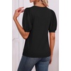 image:imageATHMILE Short Sleeve Sweater for Women 2026 Spring Summer Blouses Crewneck Knit Puff Sleeve Dressy Casual Trendy ShirtsSblack