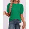 image:imageATHMILE Short Sleeve Sweater for Women 2026 Spring Summer Blouses Crewneck Knit Puff Sleeve Dressy Casual Trendy ShirtsSgreen