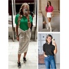 image:imageATHMILE Short Sleeve Sweater for Women 2026 Spring Summer Blouses Crewneck Knit Puff Sleeve Dressy Casual Trendy ShirtsSorange