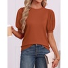 image:imageATHMILE Short Sleeve Sweater for Women 2026 Spring Summer Blouses Crewneck Knit Puff Sleeve Dressy Casual Trendy ShirtsSorange