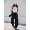 image:imageATHMILE Womens Baggy Barrel Sweatpants Wide Leg Drawstring Lounge Sweat Pants with PocketsBlack