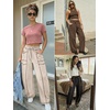 image:imageATHMILE Womens Baggy Barrel Sweatpants Wide Leg Drawstring Lounge Sweat Pants with PocketsBlack