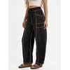 image:imageATHMILE Womens Baggy Barrel Sweatpants Wide Leg Drawstring Lounge Sweat Pants with PocketsBlack