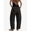 image:imageATHMILE Womens Baggy Barrel Sweatpants Wide Leg Drawstring Lounge Sweat Pants with PocketsBlack