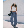 image:imageATHMILE Womens Baggy Barrel Sweatpants Wide Leg Drawstring Lounge Sweat Pants with PocketsBlue