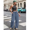 image:imageATHMILE Womens Baggy Barrel Sweatpants Wide Leg Drawstring Lounge Sweat Pants with PocketsBlue