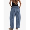 image:imageATHMILE Womens Baggy Barrel Sweatpants Wide Leg Drawstring Lounge Sweat Pants with PocketsBlue