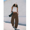 image:imageATHMILE Womens Baggy Barrel Sweatpants Wide Leg Drawstring Lounge Sweat Pants with PocketsChocolate Brown