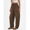 image:imageATHMILE Womens Baggy Barrel Sweatpants Wide Leg Drawstring Lounge Sweat Pants with PocketsChocolate Brown