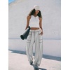 image:imageATHMILE Womens Baggy Barrel Sweatpants Wide Leg Drawstring Lounge Sweat Pants with PocketsLight Grey