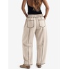 image:imageATHMILE Womens Baggy Barrel Sweatpants Wide Leg Drawstring Lounge Sweat Pants with PocketsLight Khaki