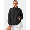 image:imageATHMILE Womens Fleece Sweatshirts with Pockets Oversized Mock Neck Sweatshirt Turtleneck Pullover Fall Fashion Outfits 2026Black