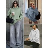 image:imageATHMILE Womens Fleece Sweatshirts with Pockets Oversized Mock Neck Sweatshirt Turtleneck Pullover Fall Fashion Outfits 2026Gray Green