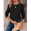 image:imageATHMILE Womens Long Sleeve Shirts Pleated Crew Neck Casual Fall Fashion Ladie Tops Loose Fit Spring Basic Clothes TrendyBlack