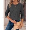 image:imageATHMILE Womens Long Sleeve Shirts Pleated Crew Neck Casual Fall Fashion Ladie Tops Loose Fit Spring Basic Clothes TrendyBlack Grey