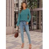image:imageATHMILE Womens Long Sleeve Shirts Pleated Crew Neck Casual Fall Fashion Ladie Tops Loose Fit Spring Basic Clothes TrendyBlue Green