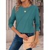 image:imageATHMILE Womens Long Sleeve Shirts Pleated Crew Neck Casual Fall Fashion Ladie Tops Loose Fit Spring Basic Clothes TrendyBlue Green