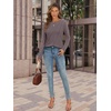 image:imageATHMILE Womens Long Sleeve Shirts Pleated Crew Neck Casual Fall Fashion Ladie Tops Loose Fit Spring Basic Clothes TrendyGray Purple