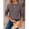 image:imageATHMILE Womens Long Sleeve Shirts Pleated Crew Neck Casual Fall Fashion Ladie Tops Loose Fit Spring Basic Clothes TrendyGray Purple