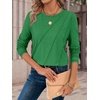 image:imageATHMILE Womens Long Sleeve Shirts Pleated Crew Neck Casual Fall Fashion Ladie Tops Loose Fit Spring Basic Clothes TrendyGreen