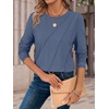 image:imageATHMILE Womens Long Sleeve Shirts Pleated Crew Neck Casual Fall Fashion Ladie Tops Loose Fit Spring Basic Clothes TrendyGrey Blue