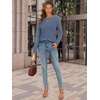 image:imageATHMILE Womens Long Sleeve Shirts Pleated Crew Neck Casual Fall Fashion Ladie Tops Loose Fit Spring Basic Clothes TrendyGrey Blue