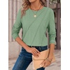 image:imageATHMILE Womens Long Sleeve Shirts Pleated Crew Neck Casual Fall Fashion Ladie Tops Loose Fit Spring Basic Clothes TrendyLight Green