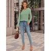 image:imageATHMILE Womens Long Sleeve Shirts Pleated Crew Neck Casual Fall Fashion Ladie Tops Loose Fit Spring Basic Clothes TrendyLight Green