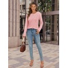 image:imageATHMILE Womens Long Sleeve Shirts Pleated Crew Neck Casual Fall Fashion Ladie Tops Loose Fit Spring Basic Clothes TrendyPink