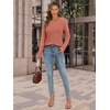 image:imageATHMILE Womens Long Sleeve Shirts Pleated Crew Neck Casual Fall Fashion Ladie Tops Loose Fit Spring Basic Clothes TrendyRust