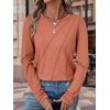 image:imageATHMILE Womens Long Sleeve Shirts Pleated Crew Neck Casual Fall Fashion Ladie Tops Loose Fit Spring Basic Clothes TrendyRust