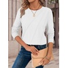 image:imageATHMILE Womens Long Sleeve Shirts Pleated Crew Neck Casual Fall Fashion Ladie Tops Loose Fit Spring Basic Clothes TrendyWhite