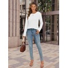 image:imageATHMILE Womens Long Sleeve Shirts Pleated Crew Neck Casual Fall Fashion Ladie Tops Loose Fit Spring Basic Clothes TrendyWhite