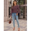 image:imageATHMILE Womens Long Sleeve Shirts Pleated Crew Neck Casual Fall Fashion Ladie Tops Loose Fit Spring Basic Clothes TrendyWine Red