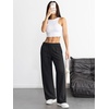 image:imageATHMILE Womens Wide Leg Sweatpants High Waisted Baggy Interior Drawstring Joggers with Pockets Straight Leg Sweat PantsBlack