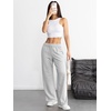 image:imageATHMILE Womens Wide Leg Sweatpants High Waisted Baggy Interior Drawstring Joggers with Pockets Straight Leg Sweat PantsGrey