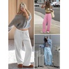 image:imageATHMILE Womens Wide Leg Sweatpants High Waisted Baggy Interior Drawstring Joggers with Pockets Straight Leg Sweat PantsGrey