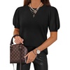 image:imageATHMILE Short Sleeve Sweater for Women 2026 Spring Summer Blouses Crewneck Knit Puff Sleeve Dressy Casual Trendy ShirtsSblack