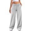 image:imageATHMILE Womens Wide Leg Sweatpants High Waisted Baggy Interior Drawstring Joggers with Pockets Straight Leg Sweat PantsGrey