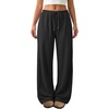 image:imageATHMILE Womens Wide Leg Sweatpants Low Rise Baggy Pants Fall Fashion Lounge Lightweight Sweat Pants with PocketsBlack