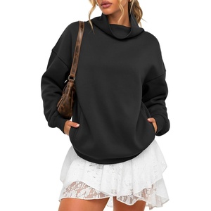 image:imageATHMILE Womens Fleece Sweatshirts with Pockets Oversized Mock Neck Sweatshirt Turtleneck Pullover Fall Fashion Outfits 2026Black