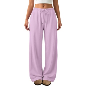 image:imageATHMILE Womens Wide Leg Sweatpants Low Rise Baggy Pants Fall Fashion Lounge Lightweight Sweat Pants with PocketsPurple
