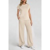 image:imageATHMILE Womens 2 Piece Lounge Set Fashion Travel Outfits Summer Beach Vacation Tracksuit Comfy Wide Leg Airport LoungewearZbeige