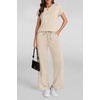 image:imageATHMILE Womens 2 Piece Lounge Set Fashion Travel Outfits Summer Beach Vacation Tracksuit Comfy Wide Leg Airport LoungewearZbeige