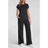 image:imageATHMILE Womens 2 Piece Lounge Set Fashion Travel Outfits Summer Beach Vacation Tracksuit Comfy Wide Leg Airport LoungewearZblack