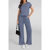 image:imageATHMILE Womens 2 Piece Lounge Set Fashion Travel Outfits Summer Beach Vacation Tracksuit Comfy Wide Leg Airport LoungewearZblue