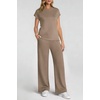 image:imageATHMILE Womens 2 Piece Lounge Set Fashion Travel Outfits Summer Beach Vacation Tracksuit Comfy Wide Leg Airport LoungewearZcoffee
