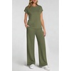 image:imageATHMILE Womens 2 Piece Lounge Set Fashion Travel Outfits Summer Beach Vacation Tracksuit Comfy Wide Leg Airport LoungewearZgreen