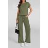 image:imageATHMILE Womens 2 Piece Lounge Set Fashion Travel Outfits Summer Beach Vacation Tracksuit Comfy Wide Leg Airport LoungewearZgreen